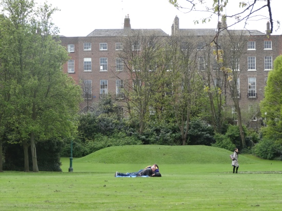 Relaxing in Merrion Square park - the mound visible in the background is an old WWII air raid shelter