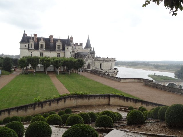 Château d'Amboise and the Loire river seen from the elevated gardens.